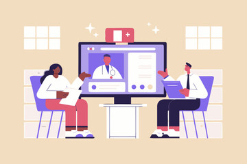 Virtual Doctor Consultation Patient and Doctor Meet Online for Healthcare Advice and Medical Guidance Telemedicine