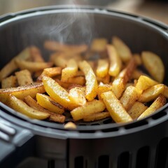 Crispy Golden Fries in an Air Fryer Basket