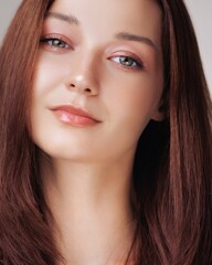 Radiant Young Woman With Perfect Skin And Soft Natural Makeup