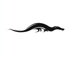 Obraz premium Silhouetted stylized crocodile in motion