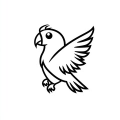 Obraz premium Cute cartoon parrot in flight