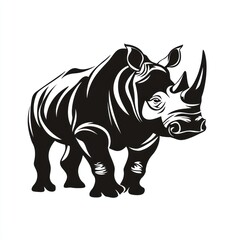 Fototapeta premium Bold black and white rhinoceros silhouette