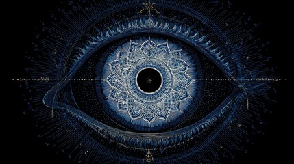 Fototapeta premium Mystical eye, intricate design, dark background