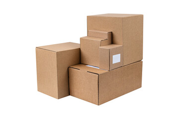 Parcel box or cardboard box isolated on transparent PNG.