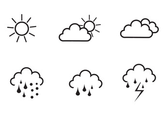 Weather icon set. Forecast weather flat symbols