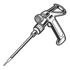 Monochrome Illustration of a Surgical Tool Used in Minimally Invasive Procedures, Showing Precision and Technological Advancement in Medical Equipment