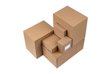 Parcel box or cardboard box isolated on transparent PNG.