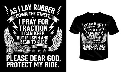 Motorcycle Rider T-Shirt Graphic with Biker's Prayer for Protection