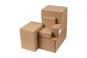 Parcel box or cardboard box isolated on transparent PNG.