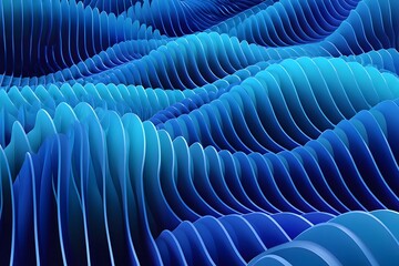 Obraz premium Abstract Blue Wave Pattern: Serene, 3D Rendered, Modern Background Texture.