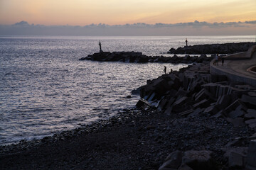 Evening landscape photo taken at the coast of Madeira island, Portugal