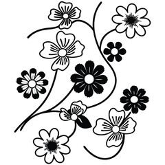 Elegant line art floral illustration with delicate botanical elements and a minimalist aesthetic perfect for decorative design projects