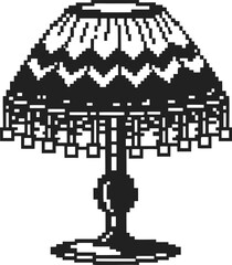 Fototapeta premium Retro pixel art lampshade with geometric pattern, vintage table lamp, monochrome home decor and nostalgic digital