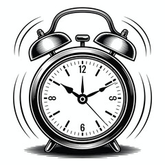 Vintage alarm clock ringing loudly with vibrating motion