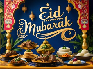 Fototapeta premium Eid Mubarak Feast Delicious Food. (1)