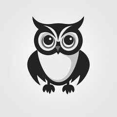 Obraz premium Cute black and white cartoon owl