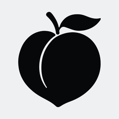 Silhouette peach fruit simple black and white vector illustration