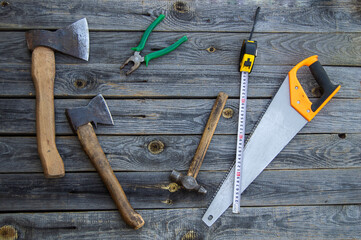 set of vintage hand tools for woodworking