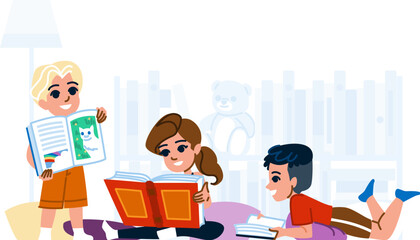 literature reading books hobby kid vector