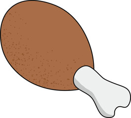 A fried chicken drumstick with a brown crispy texture and white bone.