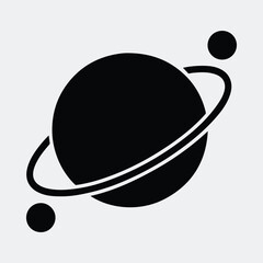 Silhouette planet with orbiting moons simple design vector illustration