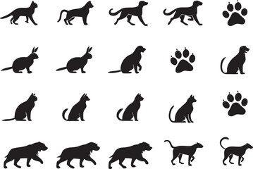 Vector cartoon animals icon set with white background 