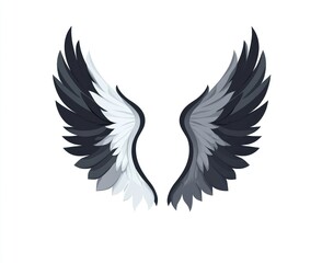 Obraz premium Pair of stylized wings, black and white