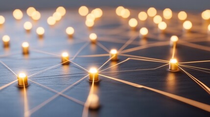 Illuminated Network Connections on Dark Surface