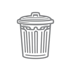 Illustration of Trash Can Icon Simple Line Drawing