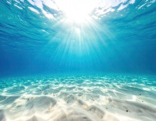 Fototapeta premium Underwater sunbeams on sandy bottom