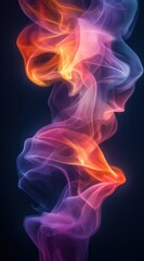 Obraz premium Abstract Colorful Smoke Swirls in a Dark Background for Artistic and Creative Use