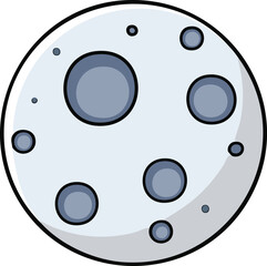 Cartoon illustration of a moon with craters.