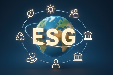 Illustration representing ESG principles: Environment, Social, and Governance concepts.
