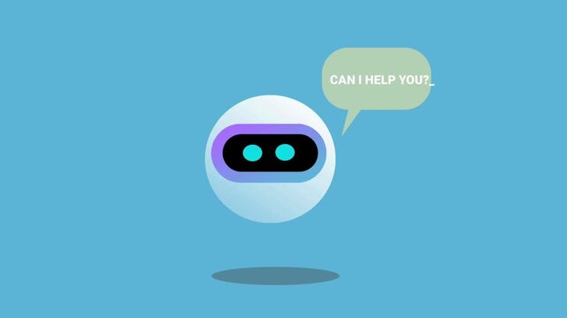 Floating AI chatbot with help message on blue background