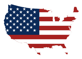 United States Map Cutout with American Flag Design. Patriotic Vector Illustration Featuring the USA Silhouette for Independence Day Graphics, Political Art, and National Branding Projects