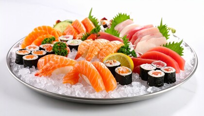 Assorted Sushi and on Ice, Generated with AI.