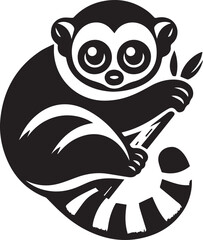 Adorable Tarsier Illustration Black and White Vector Art