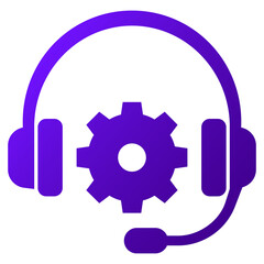 support service icon with headset and gear