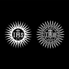 Jesuit symbol Christian concept sign set icon white color vector illustration image solid fill outline contour line thin flat style