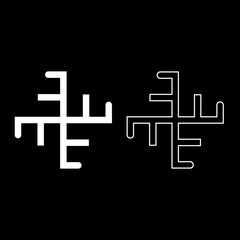 Heavenly cross symbol sign slavic pagan set icon white color vector illustration image solid fill outline contour line thin flat style