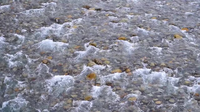 Detail of the Cinca River in the town of Ainsa, in the municipality of Ainsa-Sobrarbe in the Sobrarbe region. Huesca, Aragon, Spain. Europe.