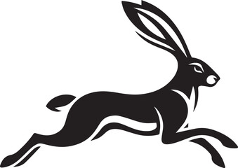 Elegant Black and White Running Hare Illustration