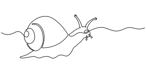 Continuous one line drawing of conch snail shell. Marine animal concept continuous line art. Single line art. Conch snail seashell in simple linear style. Editable stroke. Doodle Vector illustration © UzzalChandra