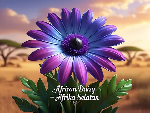 Purple African Daisy with Savanna Sunset. (1) - Powered by Adobe
