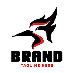 Woodpecker modern logo. Vector illustration