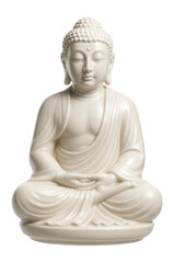 Ceramic figurine of a Buddha statue, providing a serene touch to a meditation nook in a private house.