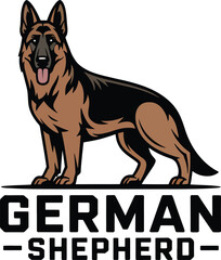 Majestic german shepherd dog portrait with detailed artistic lines and vibrant color accents