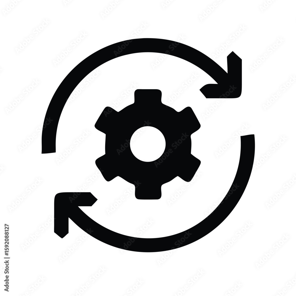 Poster gear process automation icon vector illustration for workflow and system optimization and integratio