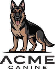 Artistic german shepherd dog portrait with vibrant colors and clean lines