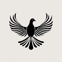 Obraz premium Stylized black dove in flight